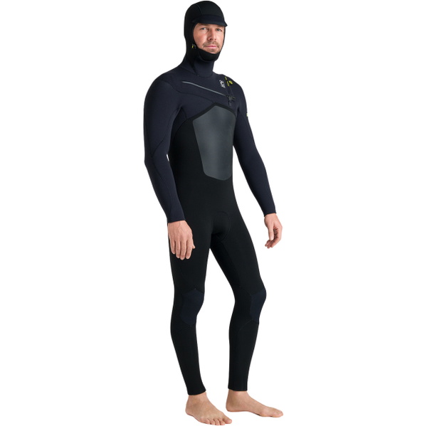 2026 C-Skins Mens Nuwave Rewired 6/5mm Hooded Chest Zip Wetsuit CRW65MH - Black / Black / Lime